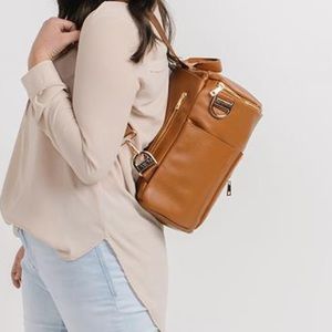 Fawn design brown leather diaper backpack